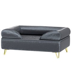 "PawHut" sofa šunims su pagalvėle, skalbiamas užvalkalas, naminių gyvūnėlių sofa su nuimamu atlošu ir metalinėmis kojelėmis, katės sofa mažiems ir vidutinio dydžio šunims, pilka kaina ir informacija | Guoliai, pagalvėlės | pigu.lt