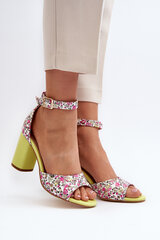 Yellow Floral Wedge Sandals Vitamella 29954-21 kaina ir informacija | Basutės moterims | pigu.lt