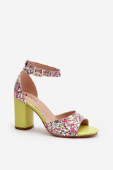 Yellow Floral Wedge Sandals Vitamella 29954-21 kaina ir informacija | Basutės moterims | pigu.lt