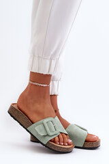 Women's Slippers with Buckle Eco Suede Mint Laeltia 31253-21 цена и информация | Женские тапочки | pigu.lt