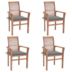 Valgomojo kėdės su pilkomis pagalvėlėmis, 4 vnt, rudos kaina ir informacija | Lauko kėdės, foteliai, pufai | pigu.lt