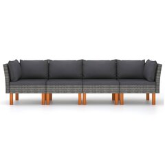 Keturvietė sodo sofa su pagalvėlėmis, pilka цена и информация | Садовые стулья, кресла, пуфы | pigu.lt