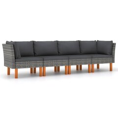 Keturvietė sodo sofa su pagalvėlėmis, pilka цена и информация | Садовые стулья, кресла, пуфы | pigu.lt