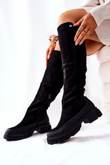 Suede Flat Heeled Boots Black Kalisso 17829-21 kaina ir informacija | Aulinukai, ilgaauliai batai moterims | pigu.lt