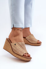 Women's Wedge Sandals Sergio Leone KL213 Beige 31586-21 цена и информация | Женские тапочки | pigu.lt