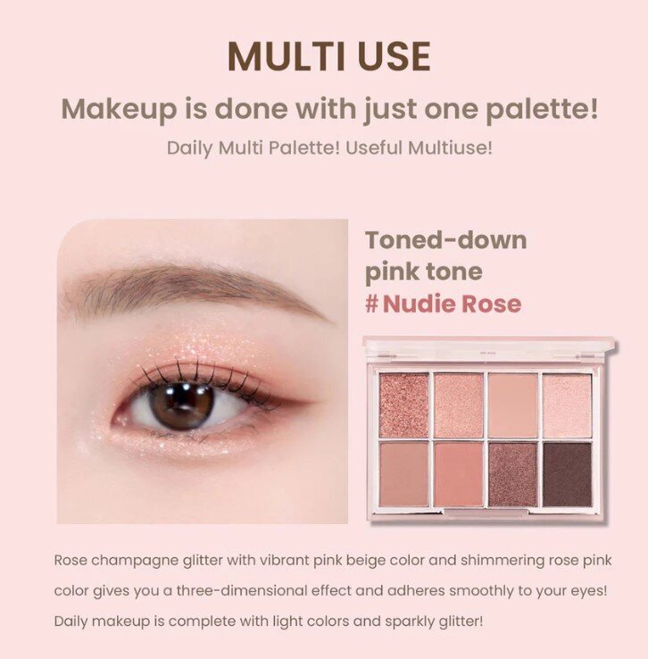 Akių šešėlių paletė Heimish Dailism Eye Palette Nudie Rose, 1 vnt. kaina ir informacija | Akių šešėliai, pieštukai, blakstienų tušai, serumai | pigu.lt