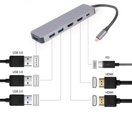 Gembird A-CM-COMBO3-03 kaina ir informacija | Adapteriai, USB šakotuvai | pigu.lt