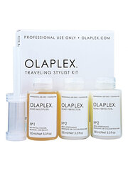 Atkuriamasis plaukų priemonių rinkinys Olaplex Traveling Stylist Kit, 3 x 100 ml kaina ir informacija | Priemonės plaukų stiprinimui | pigu.lt