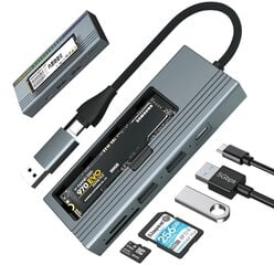 REAGLE koncentratoriaus korpusas NVME SATA M.2 SSD kaupikliui USB-C 3.2 M2 adapteris Pocket kaina ir informacija | Adapteriai, USB šakotuvai | pigu.lt