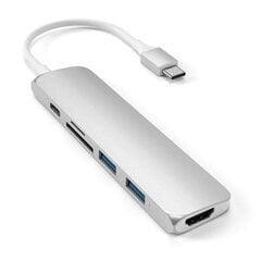 Adapteris Satechi Slim USB-C MultiPort V2 su HDMI, USB 3.0 prievadais ir kortelių skaitytuvu kaina ir informacija | Adapteriai, USB šakotuvai | pigu.lt