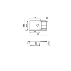 Granitinė plautuvė ELLECI UNICO 410 86X50 balta 68 kaina ir informacija | Virtuvinės plautuvės | pigu.lt