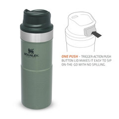 Stanley terminis puodelis The Trigger-Action Travel Mug Classic, 0.35 l, žalias kaina ir informacija | Termosai, termopuodeliai | pigu.lt