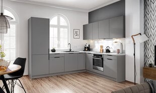 NOVO virtuvės stulpas su orkaitės/mikrobangų krosnelės montavimu, matinė pilka kaina ir informacija | Virtuvinės spintelės | pigu.lt