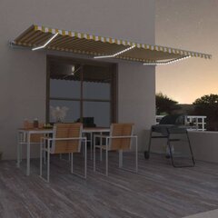 Markizė su LED/vėjo jutikliu, geltona/balta, 600x300cm цена и информация | Зонты, маркизы, стойки | pigu.lt