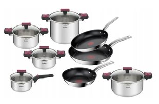 Tefal puodų ir keptuvių rinkinys Cook&amp;Clip G723SA74, 13 dalių kaina ir informacija | Puodai, greitpuodžiai | pigu.lt