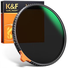 K&amp;F Concept 82MM Variable ND filter, ND2~ND400 (9 stops) kaina ir informacija | Priedai fotoaparatams | pigu.lt