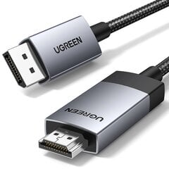 Ugreen DP119 25491 DisplayPort į HDMI 4K 60Hz kabelis 3m – pilkas kaina ir informacija | Laidai telefonams | pigu.lt