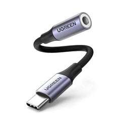 Ugreen AV161 adapteris ausinėms mini lizdas 3,5 mm (moteris) / USB-C (vyras) 10 cm - pilka kaina ir informacija | Laidai telefonams | pigu.lt