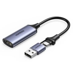 Ugreen CM489 40189 HDMI adapteris (moteriškas) – USB-A / USB-C (vyriškas) – pilkas kaina ir informacija | Laidai telefonams | pigu.lt