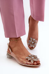 Transparent Sandals With Low Heel And Gold Decoration D&A MR38-383 31647-21 цена и информация | Женские босоножки | pigu.lt