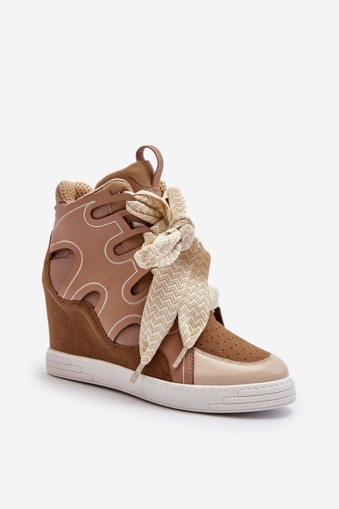 Women's Wedge Sneakers Beige Leoppa 29987-21 цена и информация | Sportiniai bateliai, kedai moterims | pigu.lt