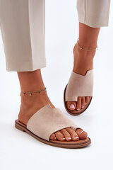 Women's Suede Slip-On Sandals Beige Amite 31127-21 kaina ir informacija | Šlepetės moterims | pigu.lt