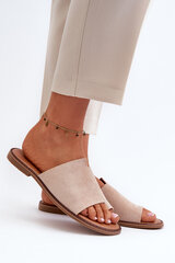 Women's Suede Slip-On Sandals Beige Amite 31127-21 kaina ir informacija | Šlepetės moterims | pigu.lt