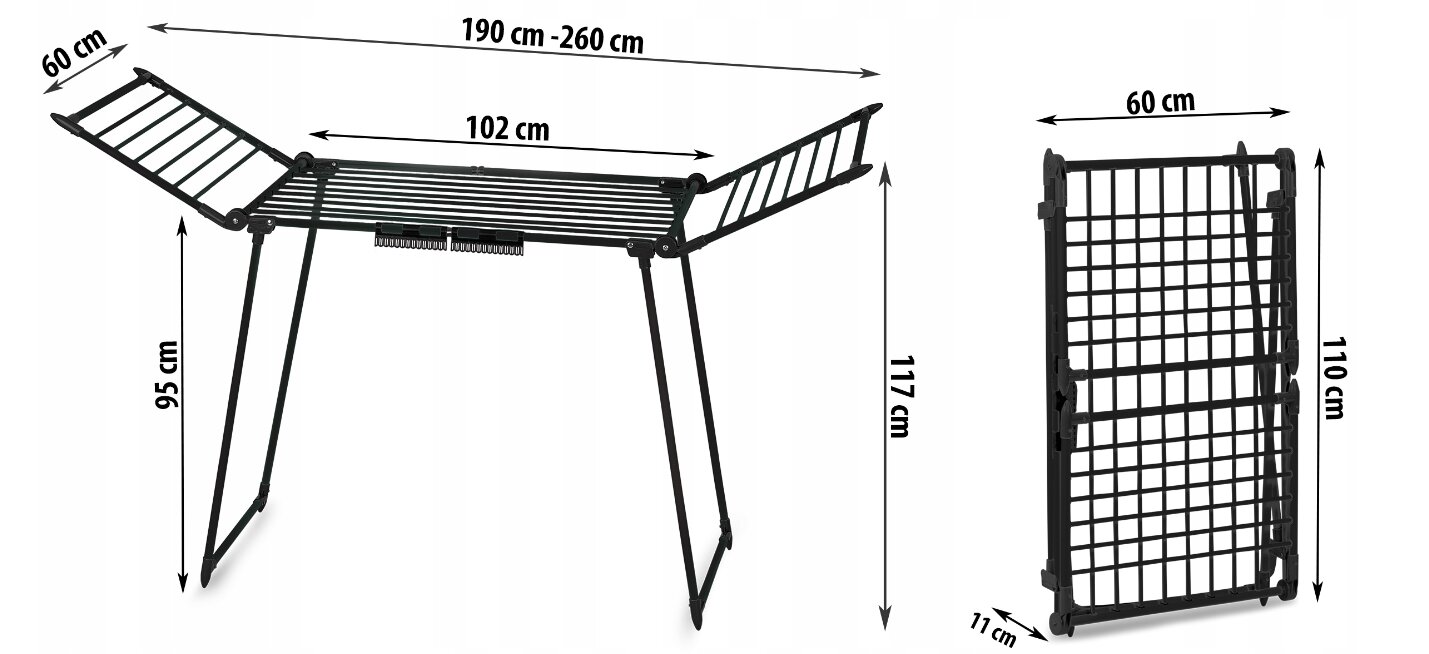 Laisvai pastatoma drabužių džiovykla Massido 102-260 cm kaina ir informacija | Skalbinių džiovyklos ir aksesuarai | pigu.lt