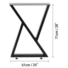 Ножки стола Vevor, 71x61 см, черные, 2 шт, 800 кг цена и информация | Ножки для мебели | pigu.lt