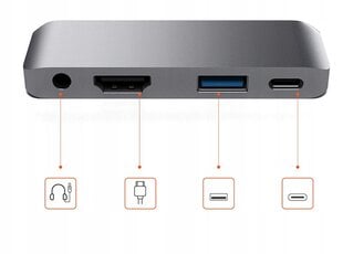 Adapteris 4w1 HUB USB-C 3.0 HDMI 4K JACK iPad Pro kaina ir informacija | Planšečių, el. skaityklių dėklai | pigu.lt