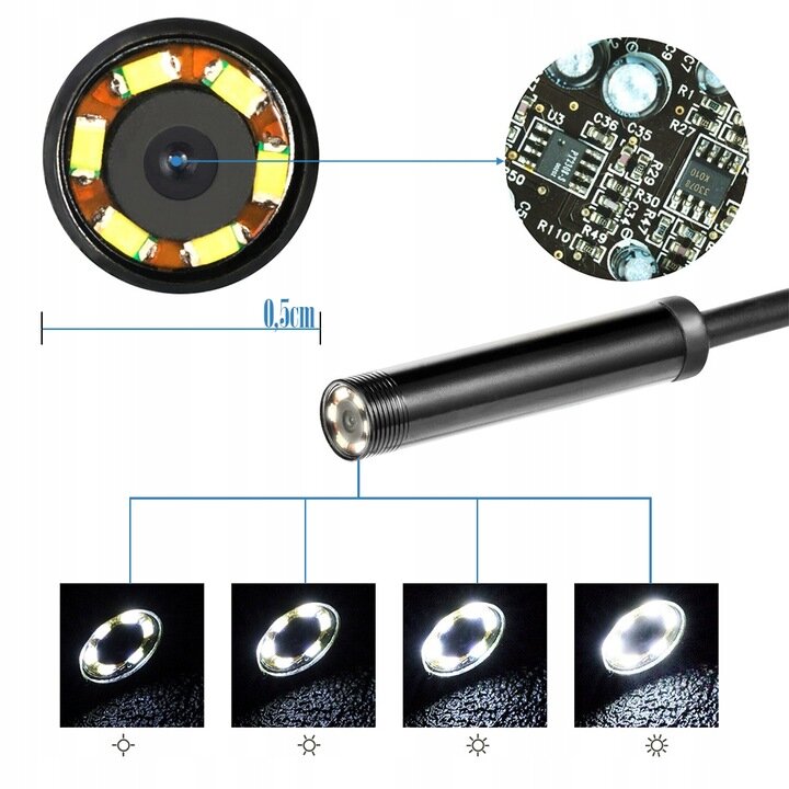 Inspektavimo endoskopas, su vaizdo kamera ir USB jungtimi, 5 m цена и информация | Išmanioji technika ir priedai | pigu.lt