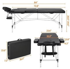Sulankstomas masažo stalas 185×60cm Sulankstomas masažo stalas 185×60cm kaina ir informacija | Kompiuteriniai, rašomieji stalai | pigu.lt