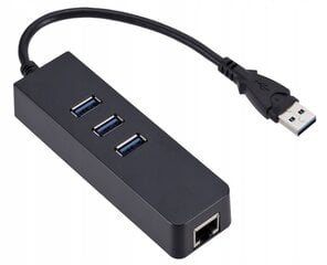 Adapteris USB 3.0 LAN RJ45 HUB + 3x USB GIGABIT kaina ir informacija | Adapteriai, USB šakotuvai | pigu.lt