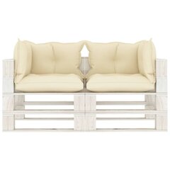 Dvivietė sodo sofa su kreminės spalvos pagalvėmis kaina ir informacija | Lauko kėdės, foteliai, pufai | pigu.lt