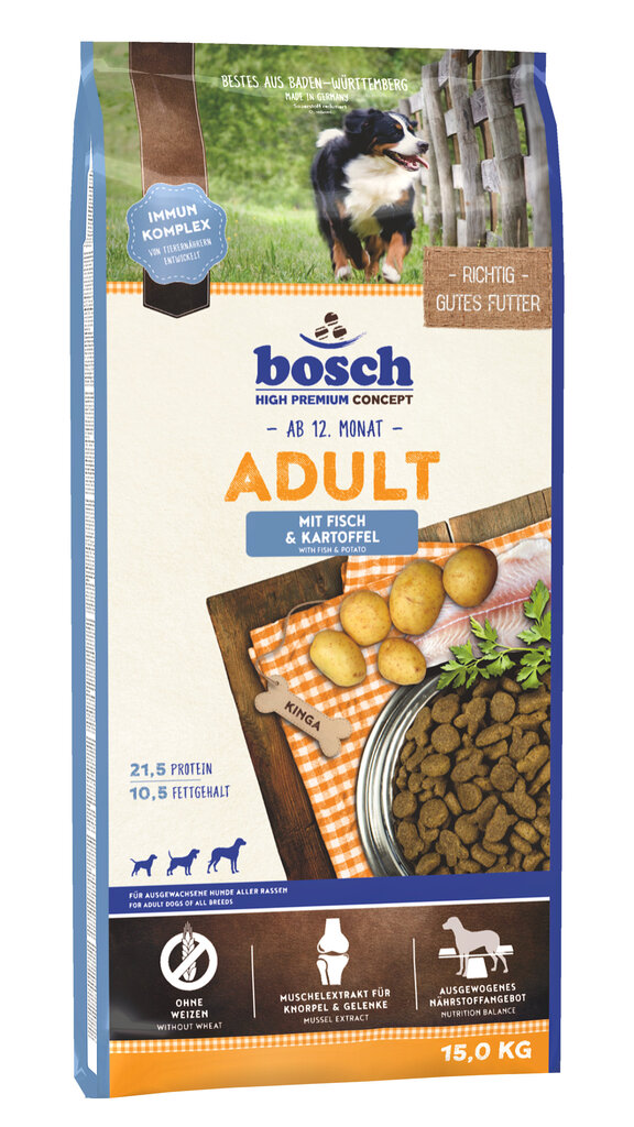 Bosch Petfood Adult Fish & Potato, 15kg kaina ir informacija | Sausas maistas šunims | pigu.lt