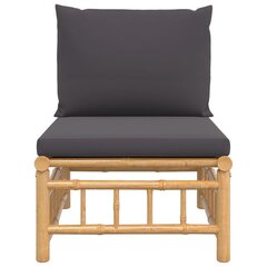 Vidurinė sodo sofos dalis su pilkomis pagalvėlėmis, bambukas kaina ir informacija | Lauko kėdės, foteliai, pufai | pigu.lt