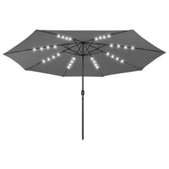 Lauko skėtis su LED ir metaliniu stulpu, 400 cm, pilkas цена и информация | Зонты, маркизы, стойки | pigu.lt