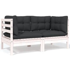 Dvivietė sodo sofa su pagalvėlėmis, balta цена и информация | Садовые стулья, кресла, пуфы | pigu.lt