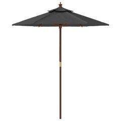 Sodo skėtis su mediniu stulpu, antracito spalvos, 196x231cm цена и информация | Зонты, маркизы, стойки | pigu.lt