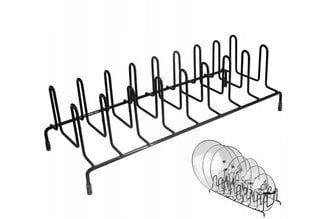 Сушилка для крышек кастрюль, тарелок, черная сталь, 8 мест da188 цена и информация | Кухонная утварь | pigu.lt