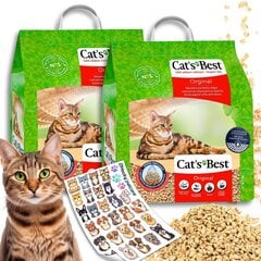 Cat's Best Dancing Natural Sawdust Cat Litter Original, 2x5л + наклейки 1шт цена и информация | Наполнители для кошачьих туалетов | pigu.lt