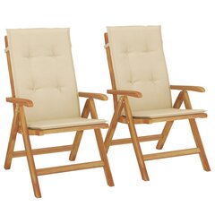 Atlošiamos sodo kėdės su pagalvėlėmis, 2vnt., tikmedžio masyvas kaina ir informacija | Lauko kėdės, foteliai, pufai | pigu.lt