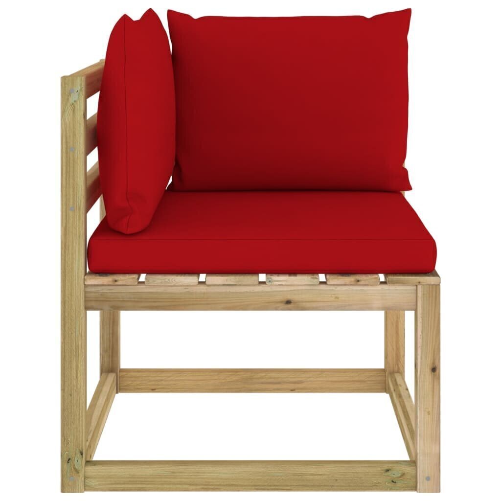 Kampinė sodo sofa su pagalvėlėmis, raudona цена и информация | Lauko kėdės, foteliai, pufai | pigu.lt