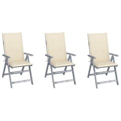 Atlošiamos sodo kėdės su pagalvėlėmis, 3 vnt, rudos kaina ir informacija | Lauko kėdės, foteliai, pufai | pigu.lt