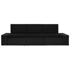 Modulinė trivietė sofa, juoda цена и информация | Садовые стулья, кресла, пуфы | pigu.lt