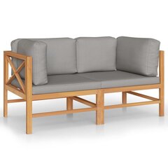 Dvivietė sodo sofa su pilkomis pagalvėlėmis, pilka цена и информация | Садовые стулья, кресла, пуфы | pigu.lt