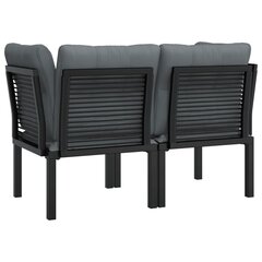 Kampinės kėdės su pagalvėmis, 2vnt., juodos/pilkos, poliratanas kaina ir informacija | Lauko kėdės, foteliai, pufai | pigu.lt