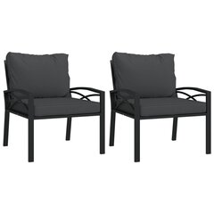 Sodo kėdės su pagalvėlėmis , juodos/pilkos spalvos kaina ir informacija | Lauko kėdės, foteliai, pufai | pigu.lt