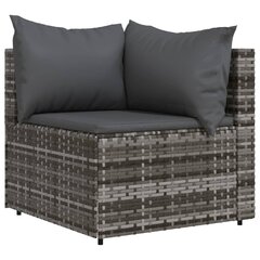 Kampinės sofos su pagalvėlėmis, 2vnt., pilkos, poliratanas kaina ir informacija | Lauko kėdės, foteliai, pufai | pigu.lt