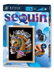 KITFIX DIY „Sequin Art“ mėlynasis rinkinys „Žirgas“ kaina ir informacija | Smėlio dėžės, smėlis | pigu.lt